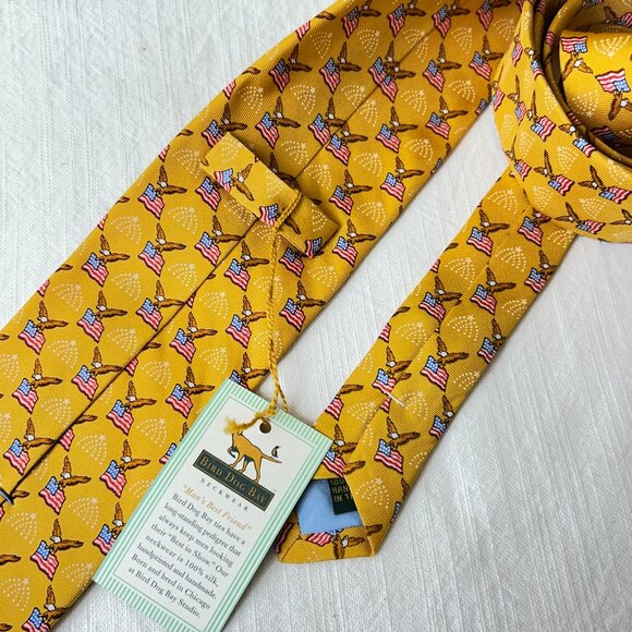 Bird Dog Bay Tie - Eagle with US Flag - Butterscotch/Gold Color - NWT - Picture 4 of 5
